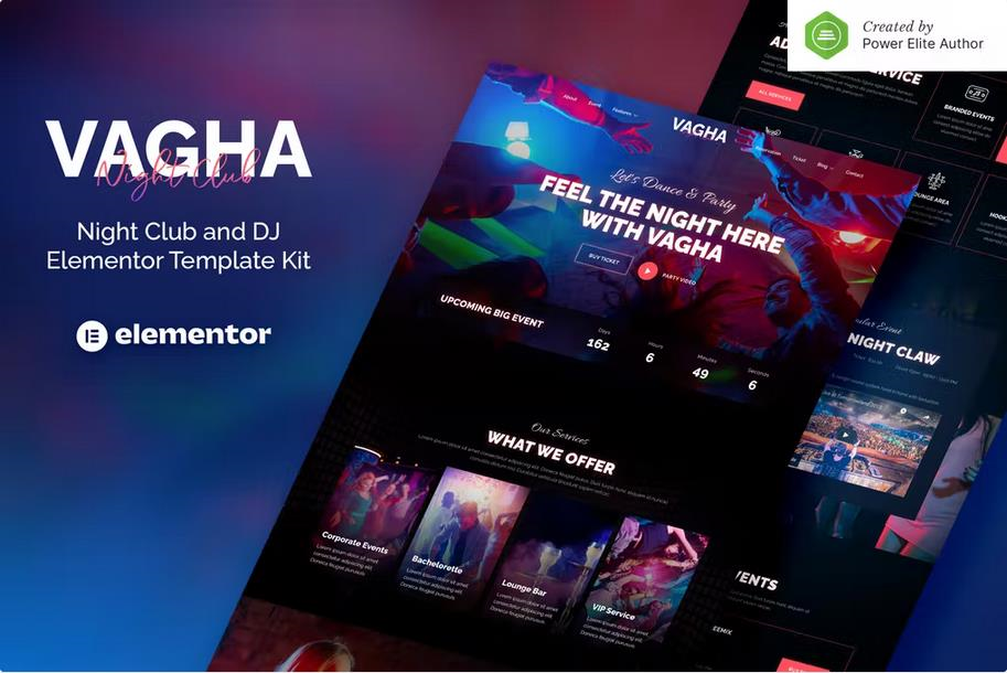 VAGHA – NIGHT CLUB & DJ ELEMENTOR TEMPLATE KIT